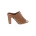 BLEECKER & BOND Mule/Clog: Slide Chunky Heel Casual Tan Print Shoes - Women's Size 8 - Peep Toe