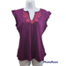 Athleta Tops | Athleta Purple V-Neck Short Sleeve Embroidered Neckline Top Size Small | Color: Pink/Purple | Size: S