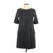 Adrienne Vittadini Casual Dress - Shift High Neck Short sleeves: Gray Dresses - Women's Size 10