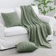MILVOWOC Sage Throw Blanket and Pillow Covers Set, 50" x 60" Cable Knit Throw Blanket + 2 Pieces 18" x 18" Knitted Throw Pillowscase, Decorative Throw Blankets Knitted Blanket for Sofa Couch