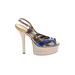 Gucci Heels: Slingback Platform Cocktail Party Gold Shoes - Women's Size 36.5 - Open Toe