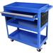 WFX Utility™ 3 Tier Rolling Tool Cart, Heavy Duty Utility Cart Tool Organizer w/ Storage Drawer in Blue/Navy | 26.2 H x 27.6 W x 13.8 D in | Wayfair