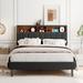 Ebern Designs Briasha Bookcase Platform Bed Upholstered/Linen in Gray | 44.7 H x 57.1 W x 79.1 D in | Wayfair 9CAFF1378BE5444EA6DA002D7B810009