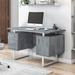 17 Stories Voleta Rectangle Executive Desk w/ & Cabinet Wood/Metal in Gray | 29.75 H x 51.25 W x 23.25 D in | Wayfair