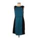 Ann Taylor LOFT Outlet Casual Dress - Sheath Crew Neck Sleeveless: Teal Color Block Dresses - Women's Size 4