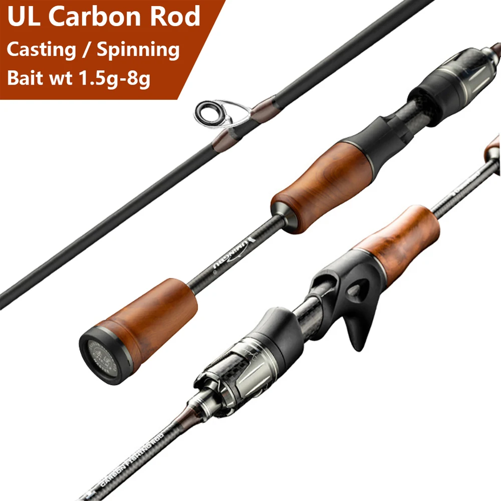 UL, canna da pesca ultraleggera per carpa trota spigola, punte per asta in fibra di carbonio solida, spinning, casting, canne da pesca con esca per laghetto, 2 sezioni