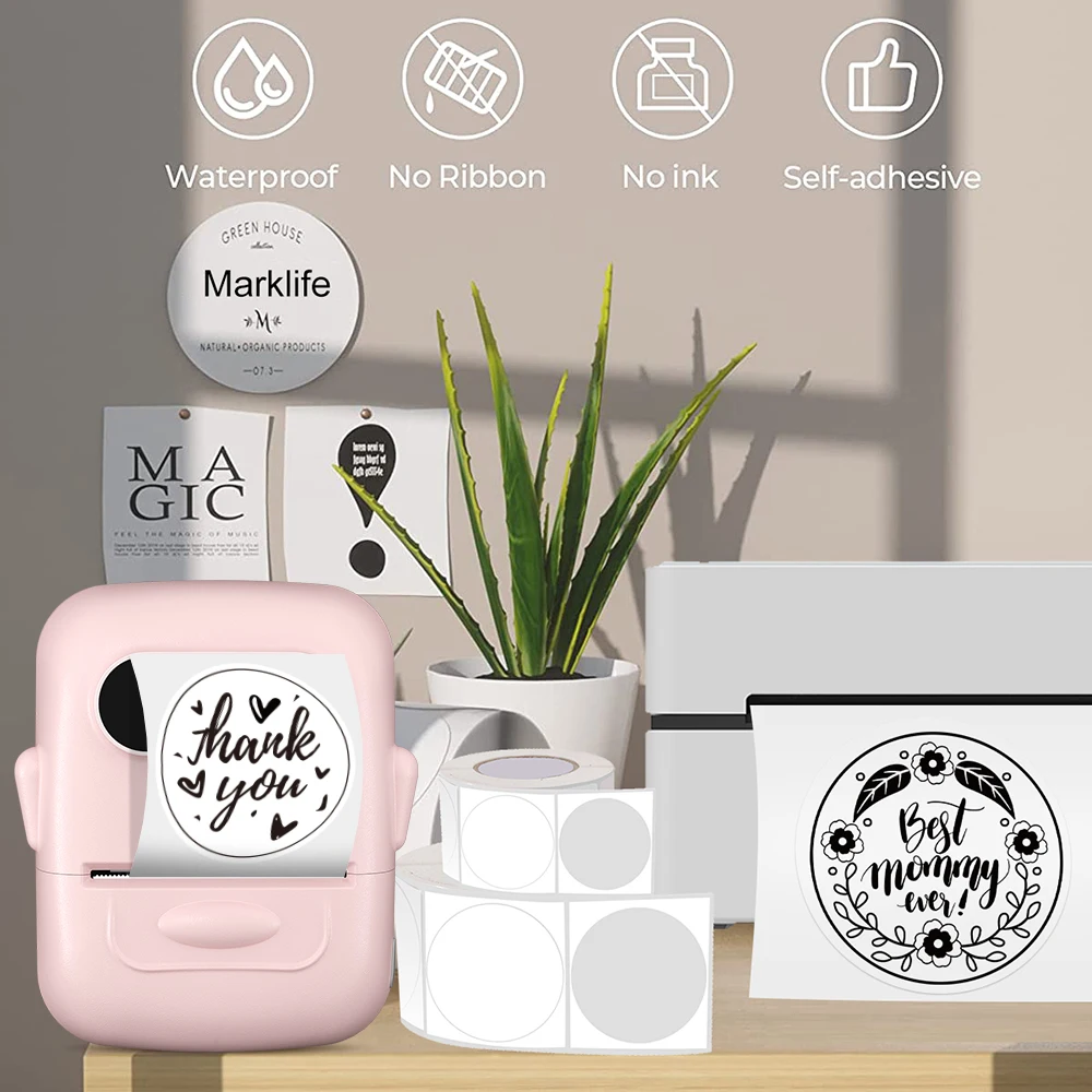 P50 tragbarer Thermo etiketten drucker Mini selbst klebende Aufkleber etikett ier maschine kein Tinten drucke tikett ierer oder 3pk Etiketten band aufkleber Image