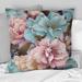 Designart "Blue And Pink Pastels Peonies Flowers Accent I" Floral Printed Throw Pillow