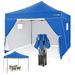 HOTEEL Canopy 10x10 Pop Up Canopy Instant Tents for Party Camping Commercial Waterproof Gazebo with 4 Removable Sidewalls Carry Bag Blue(Upgraded Frame&Windproof)