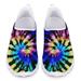 Pzuqiu Fashion Tennis Shoes Womens Walking/Running Mesh Shoes Flats Gym Yoga Sports Sneakers Outdoor Home Footwear Size 11 (Rainbow Tie Dye Design)