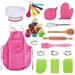 Gifts for 3-8 Year Old Girls Kids Apron for Girls Kids Cooking Set Toddler Apron for Kids Chef Hat and Apron Toys for 3-12 Year Old Girls 26Pcs Pink- with Cookbook