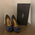 Coach Shoes | Coach Blue Suede Heels Size 5 | Color: Blue | Size: 5