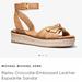 Michael Kors Shoes | Michael Kors Crocodile-Embossed Leather Espadrille Sandal | Color: Gold/Tan | Size: 7