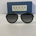 Gucci Accessories | - New - Gucci Gg0062s Aviator Sunglasses In Black Polarized | Color: Black/Gold | Size: Os