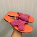 Anthropologie Shoes | Anthropologie Raffia Color Blocked Leather Slip On Sandals In Pink & Orange Sz 7 | Color: Orange/Pink | Size: 7