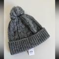 J. Crew Accessories | J. Crew Chunky Cable-Knit Beanie Hat With Lurex Nwt Sparkly Heather Iron Silver | Color: Gray | Size: Os