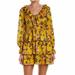 Anthropologie Dresses | Avec Les Filles Mustard Dark Gold Yellow Sundress Flower Pattern Anthro Ruffle 8 | Color: Pink/Yellow | Size: 8