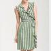 Kate Spade Dresses | Kate Spade Aubrey Green Navy Silk Ruffled Neck Belted Wrap Dress Size 4 | Color: Green | Size: 4