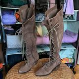 Free People Shoes | Jeffrey Campbell X Free People Taupe Brown Suede Lace-Up Otk Boots | Color: Brown | Size: 8