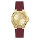 GUESS Women's 38mm Watch - Red Strap Champagne Dial Gold Tone Case, Red, Classic