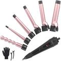 6-in-1 Curling Iron Professional Curling Wand Set Instant Heat Up Hair Curler with 6 Interchangeable Ceramic Barrels