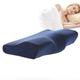 TDHLW Memory Foam Pillow for Sleeping, Cervical Memory Foam Pillow for Neck Pain Relief, Ergonomic Head Neck Support Pillow for Side/Back/Stomach Sleepers,Navy blue,S