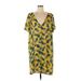 Glamorous Curve Casual Dress - Popover: Yellow Print Dresses - Women's Size 16