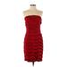 Studio Y Cocktail Dress - Party Open Neckline Sleeveless: Red Print Dresses - Women's Size Medium