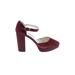 Anne Klein Heels: D'Orsay Chunky Heel Casual Burgundy Print Shoes - Women's Size 8 1/2 - Round Toe