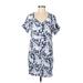 Bobeau Casual Dress - Shift V-Neck Short sleeves: Blue Dresses - Women's Size Medium