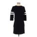J.Crew Casual Dress - Sweater Dress: Black Stripes Dresses - Women's Size 2X-Small
