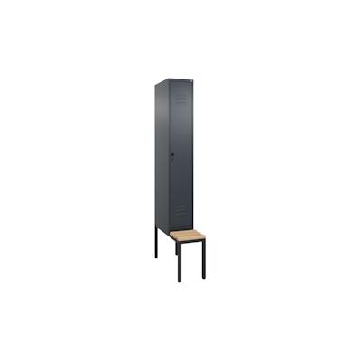 C+P Spind Classic PLUS, Buche untergebaute Sitzbank 1 Abteil, HxBxT 212x30x82cm, Sicherheitsdrehriegel, Anthrazit von PROREGAL Image