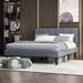 Wade Logan® Britynn Low Profile Wood Platform Bed Wood & /Upholstered/Metal & /Metal in Gray | 41.54 H x 64.96 W x 64.96 D in | Wayfair