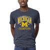 Men's League Collegiate Wear Heather Navy Michigan Wolverines College Football Playoff 2023 National Champions Arch Over Victory Falls Tri-Blend T-Shirt