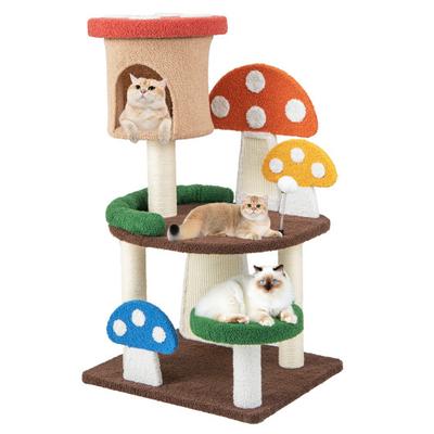 Costway 4-In-1 Mushroom Cat Tree with Condo Spring...