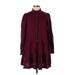 Gap Casual Dress - Shirtdress Mock Long sleeves: Burgundy Print Dresses - New - Women's Size X-Small