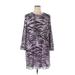 Nine West Casual Dress - Shift Crew Neck 3/4 sleeves: Purple Zebra Print Dresses - Women's Size X-Large