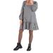 Patti Checkered Balloon Long Sleeve Cotton Maternity Dress