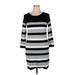 Spense Casual Dress - Sweater Dress High Neck 3/4 sleeves: Gray Color Block Dresses - Women's Size X-Large