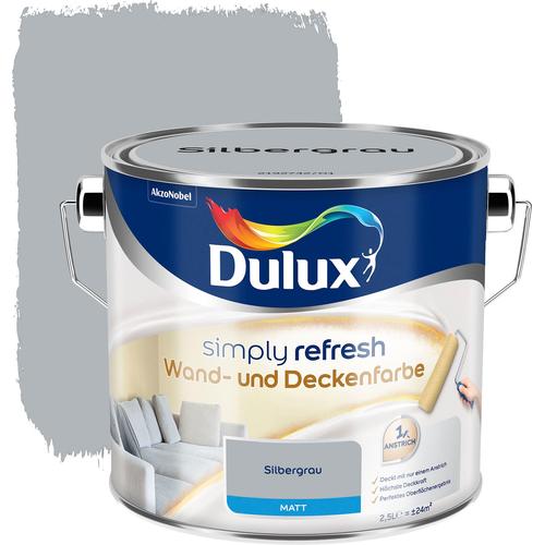 „DULUX Wand- und Deckenfarbe „“Simply Refresh““ Farben matt, hochdeckend, 2,5 l Gr. 2,50 l 2500 ml, grau (silbergrau) Wandfarbe bunt“