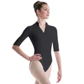 AOYLISEY Women Ballet Dance body 1/2 a maniche lunghe nero ginnastica allenamento tute collo alto