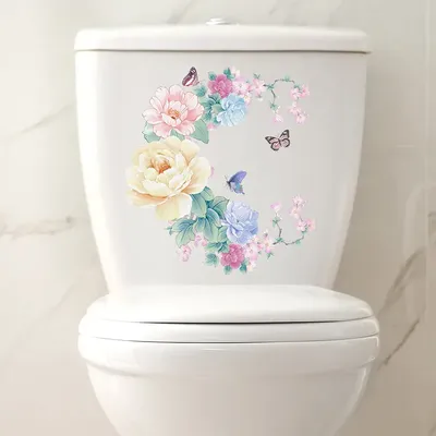 Blumen Schmetterling Muster wasserdichte Aufkleber für Wand Bad WC-Abdeckung dekorative Aufkleber Image