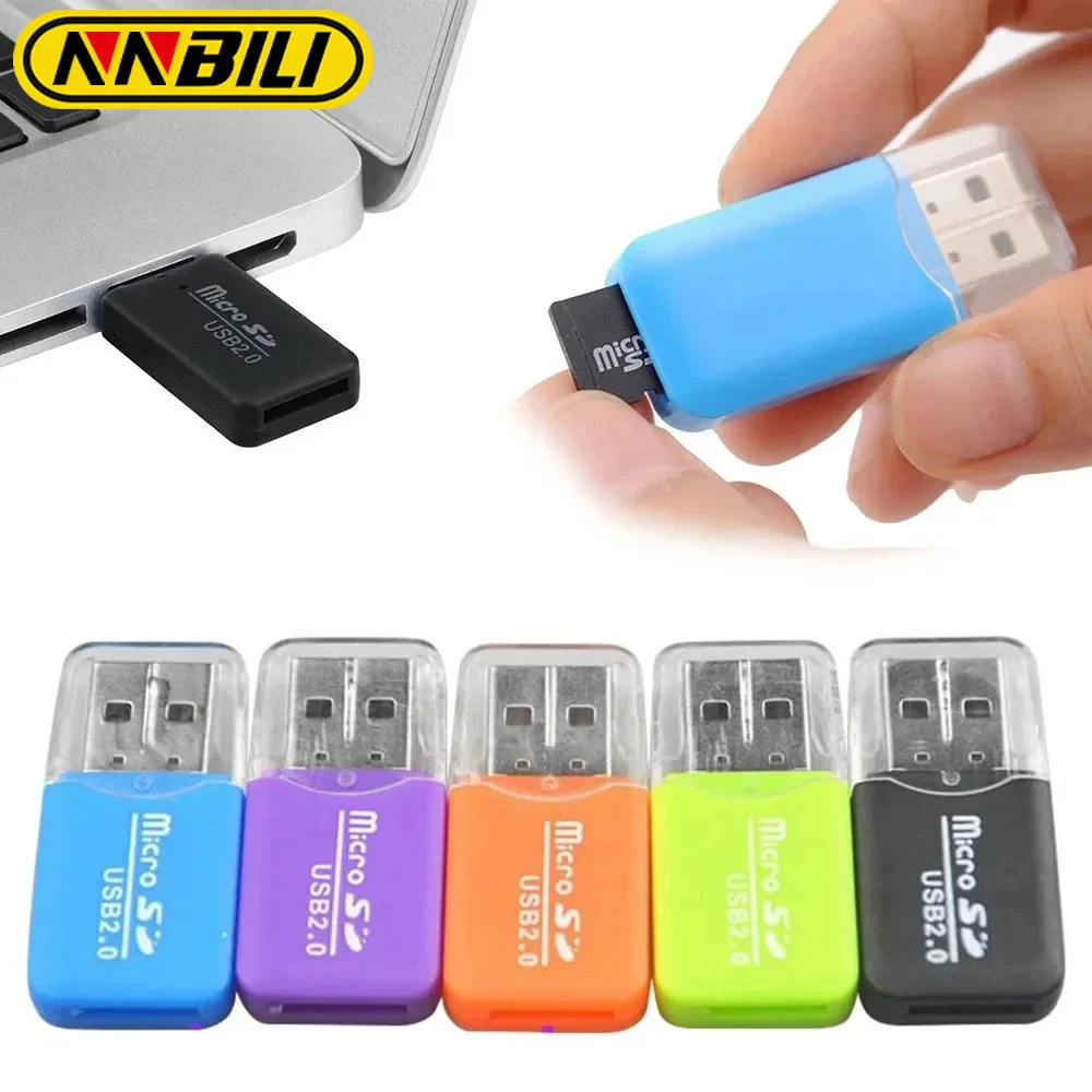 Lettore di schede NNBILI USB micro-SD/TF USB 2.0 Mini lettore di schede di memoria per telefono cellulare Adattatore USB ad alta velocità per computer portatile