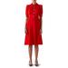 Esme Button Front Tea Length Crepe Dress - Red - L.K.Bennett Dresses