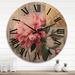 Designart "Pink Yellow Peony Perfection" Peonies Oversized Wood Wall Clock