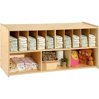 Contender Diaper Storage Organizer, 47" Baby Changing Supply Shelf, Sturdy Wooden Hanging Wall Mount