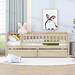 Twin Daybed with 2 Drawers, Wood Twin Size Bed Frame with Fence Rails and Storage, Montessori Bed for Kids Girls Boys