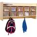 Contender Cubby Storage Organizer 10 Cubbies With Hooks and Shelf, Clear Plastic Bins, Hanging Wall Mount Furniture