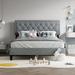 Queen Size Platform Bed with Adjustable Button-Tufted Headboard