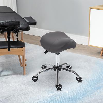 Rolling Saddle Stool PU Leather Hydraulic Spa Stool, Height Adjustable Swivel Medical Salon Chair